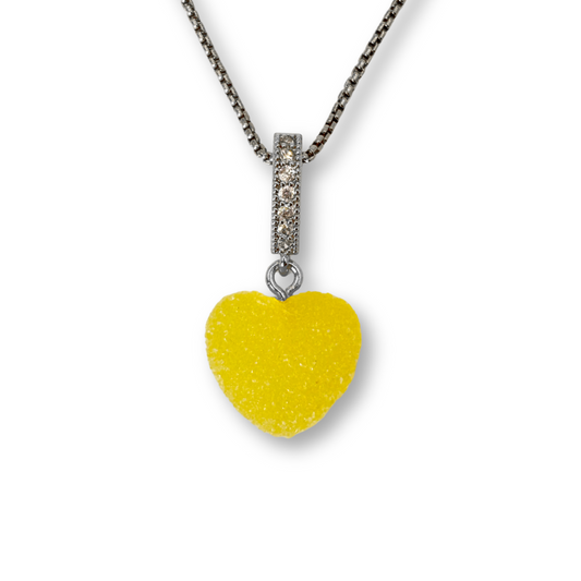 Sugar Heart Pendant with Chain, in Lemon