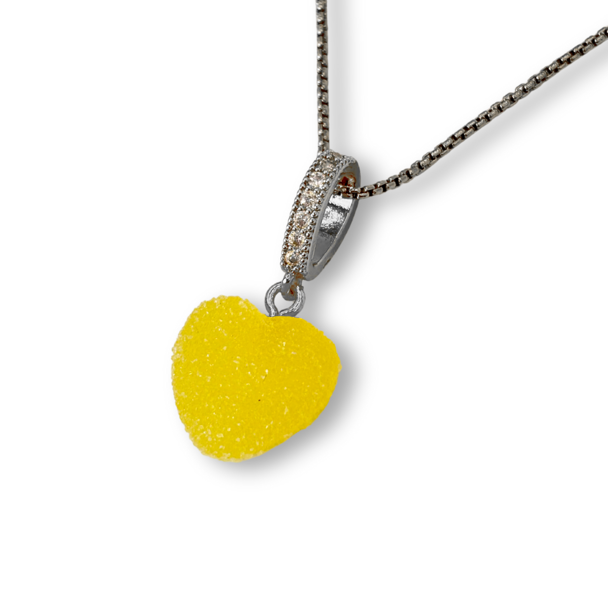 Sugar Heart Pendant with Chain, in Lemon