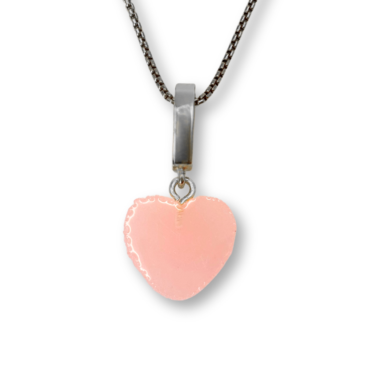 Sugar Heart Pendant with Chain, in Powder Pink