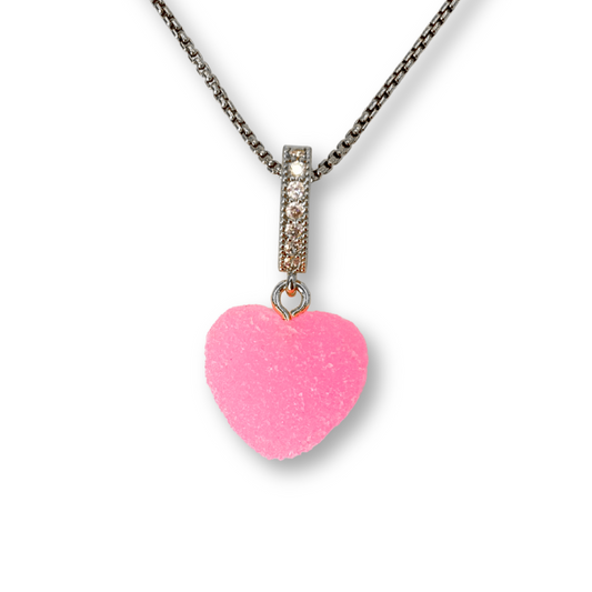Sugar Heart Pendant with Chain, in Bubblegum Pink