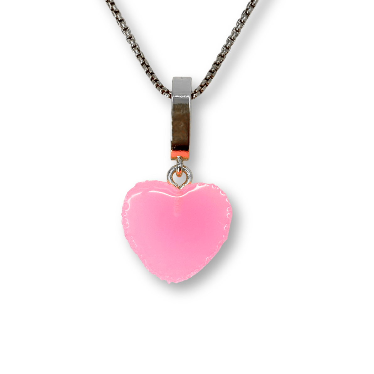 Sugar Heart Pendant with Chain, in Bubblegum Pink
