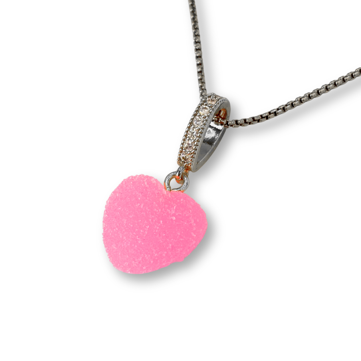 Sugar Heart Pendant with Chain, in Bubblegum Pink