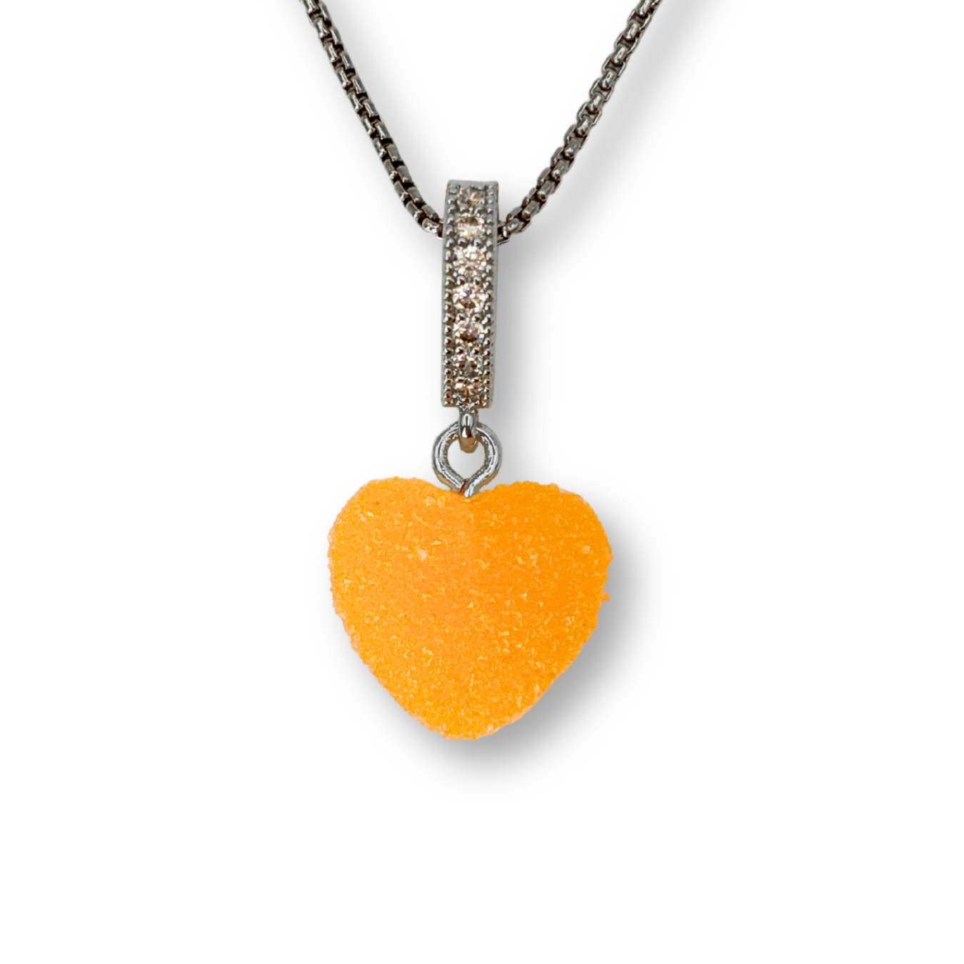 Sugar Heart Pendant with Chain, in Orange