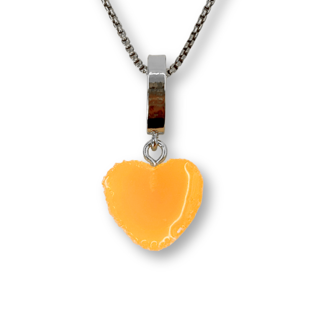 Sugar Heart Pendant with Chain, in Orange
