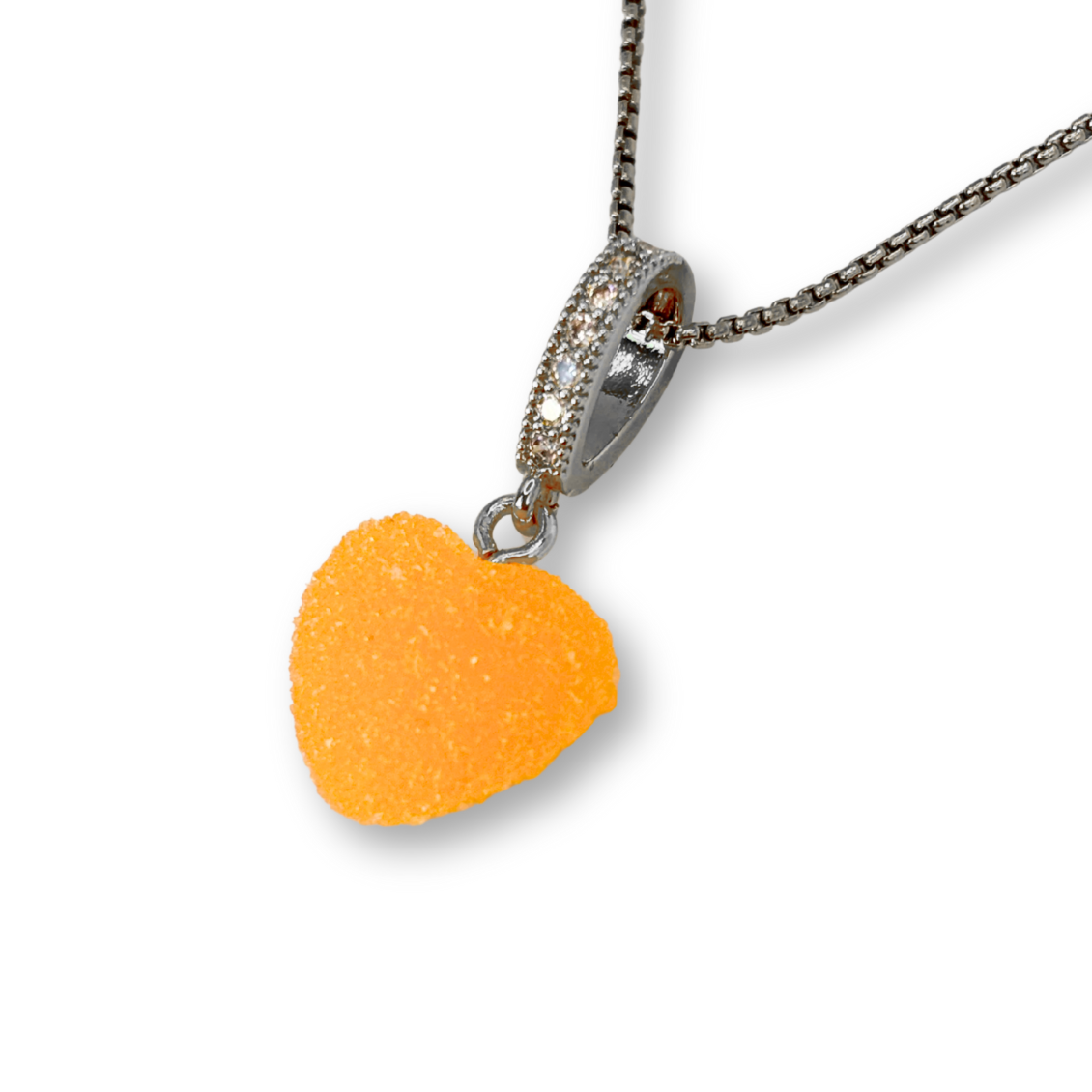 Sugar Heart Pendant with Chain, in Orange