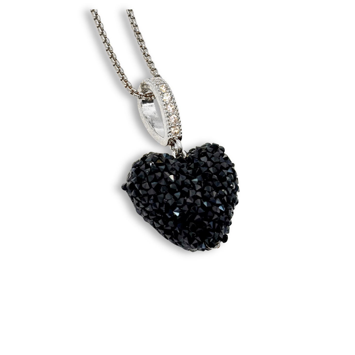Jelly Heart Pendant with Chain in Black