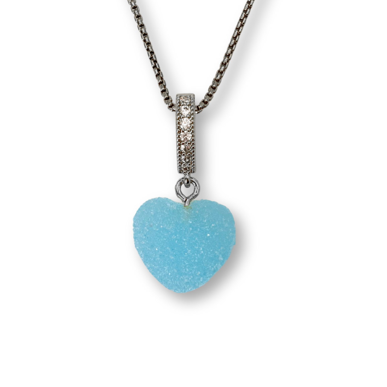Sugar Heart Pendant with Chain, in Bubblegum Blue