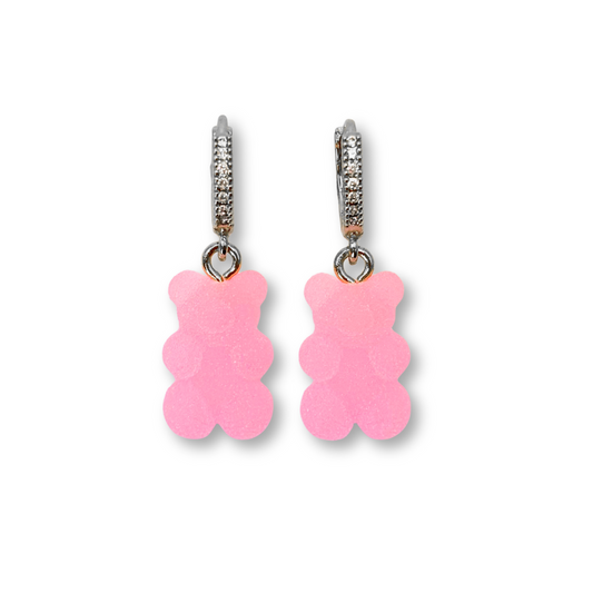 Gummy Bear Drop Earrings in Bubblegum Pink